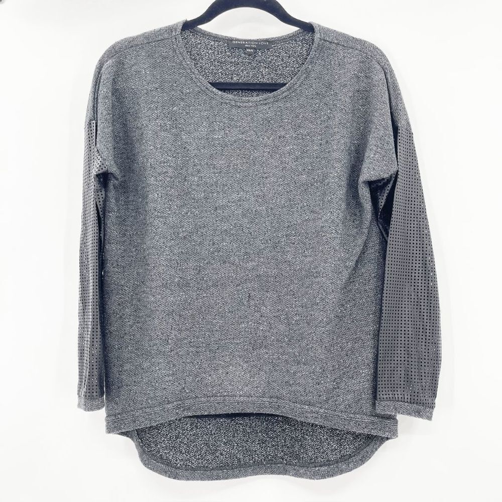Generation Love Long Sleeve Top Women's Size XS / S Heather Gray Leather‎ Eyelet